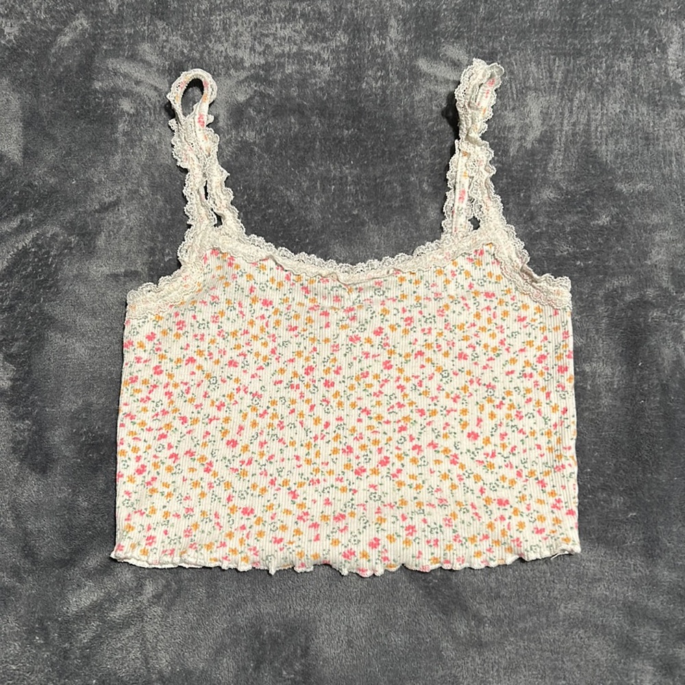 Garage Floral Lace Crop Tank